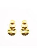 Boucles d'oreilles pendantes or jaune 375/1000, motifs ronds froissées, by Stauffer