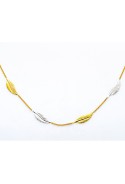 Collier or jaune 375/1000, motifs plumes bicolore, by Stauffer