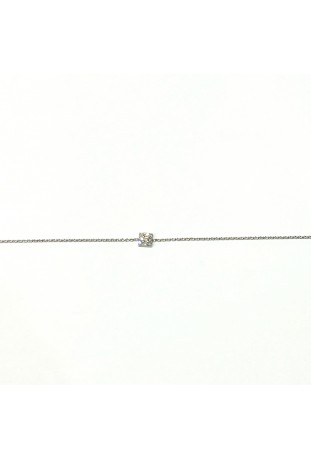 Bracelet or gris 750/1000, mailles forçat et motif carré serti de diamants by Stauffer