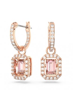 Boucles d'oreilles pendantes, Swarovski, Millenia Taille octogonale, Rose, Placage de ton or rosé 5649474