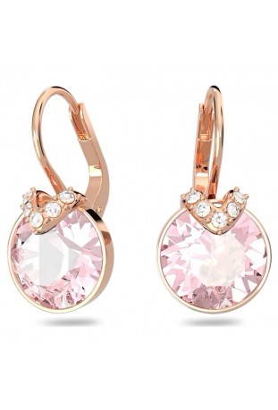 Boucles d'oreilles pendantes Swarovski, Bella V Coupe ronde, Rose, Placage de ton or rosé 5662114