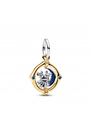 Charm pendentif Pandora, Disney Mickey et Minnie Lune Pivotante, en argent 925/1000 et doré or jaune 585/1000, 762955C01