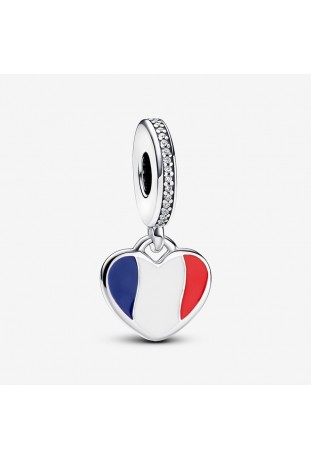 Charm pendentif Pandora, gravable drapeau français, en argent 925/1000, 792017CZ_E017