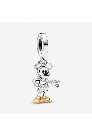 Charm pendentif Pandora, Mickey Disney, 100e Anniversaire avec diamant de synthèse, argent 925/1000 et or 585/1000, 792812C01