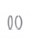Boucles d'oreilles créoles Pandora Timeless, Simple Rang Pavées, en argent 925/1000, 293016C01
