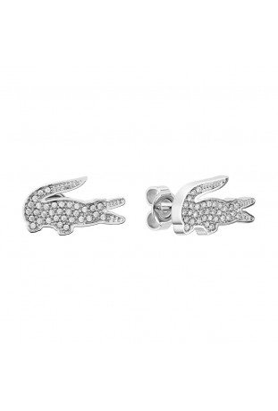 Boucles d'oreilles femme Lacoste, Crocodile, acier et cristaux, 2040142