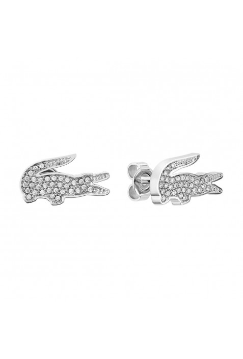 Boucles d'oreilles femme Lacoste, Crocodile, acier et cristaux, 2040142