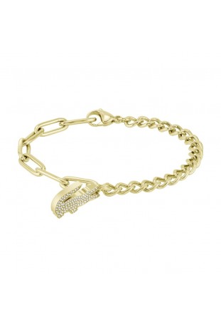 Bracelet femme Lacoste, Crocodile, acier PVD jaune et cristaux, 2040147