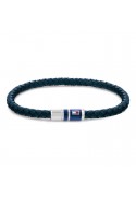 Bracelet homme Tommy Hilfiger, Casual core, acier et cuir bleu, 2790294S