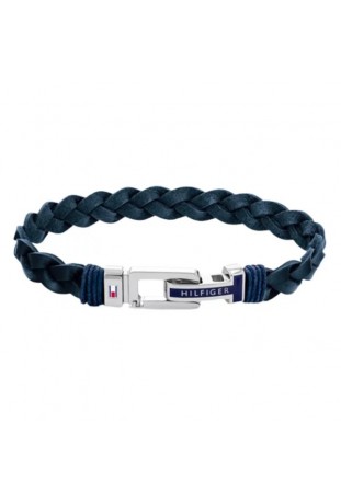 Bracelet homme Tommy Hilfiger, Casual core, acier et cuir bleu, 2790308S