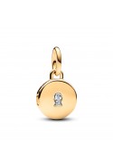 Charm pendentif Pandora, médaillon amour et gravable, en métal doré jaune 585/1000, 763066C01