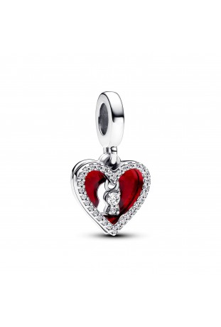 Charm pendentif Pandora, Double coeur rouge et serrure, 793085C01 en argent 925/1000, 793119C01