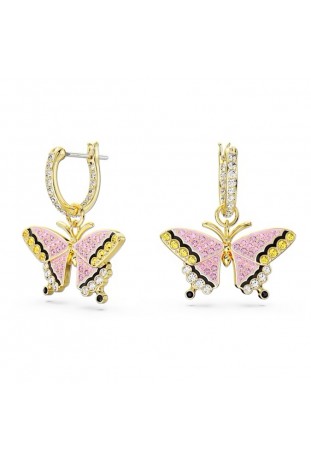 Boucles d'oreilles pendantes Swarovski, Idyllia, Papillon, Multicolore, Placage de ton or, 5670055