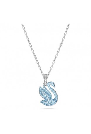 Collier pendentif Swarovski, Iconic Swan Cygne, Petit, Bleu, Métal rhodié, 5680422