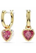 Boucles d'oreilles pendantes Swarovski, Chroma Cœur, Rouges, Placage de ton or, 5684760
