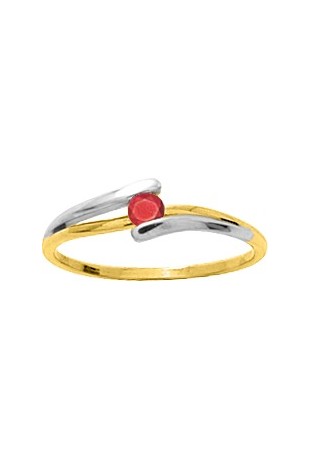 Bague or bicolore 750/1000, rubis taille brillant by Stauffer