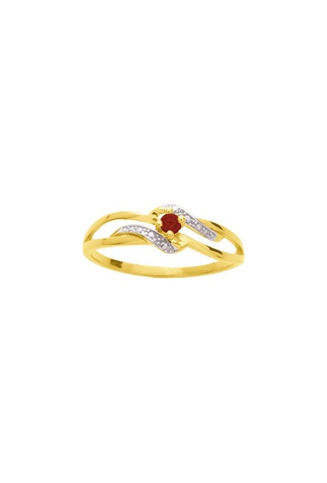 Bague or bicolore 750/1000, rubis taille brillant by Stauffer