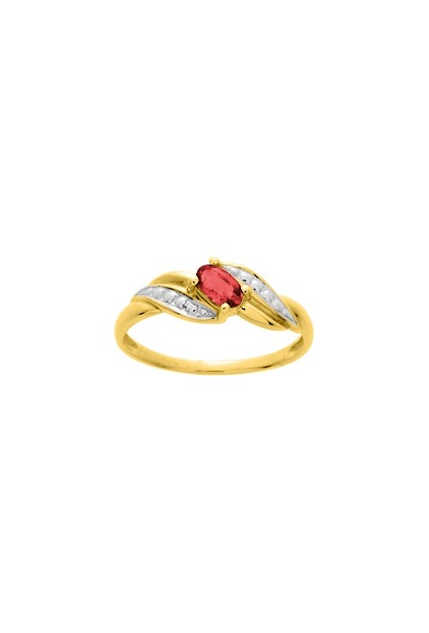 Bague or bicolore 750/1000, rubis taille ovale by Stauffer