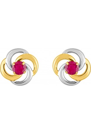 Boucles d'oreilles, or bicolore 750/1000, rubis taille brillant by Stauffer