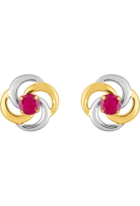 Boucles d'oreilles, or bicolore 750/1000, rubis taille brillant by Stauffer