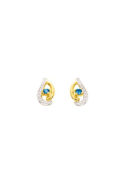 Boucles d'oreilles, or bicolore 375/1000, saphirs bleus taille brillant by Stauffer