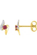 Boucles d'oreilles, or bicolore 375/1000, rubis taille brillant by Stauffer
