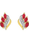 Boucles d'oreilles, or bicolore 375/1000, rubis taille navette by Stauffer
