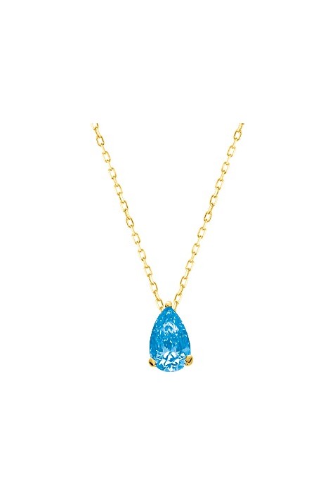 Collier or jaune 375/1000, topaze bleue taille poire by Stauffer