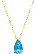 Collier or jaune 375/1000, topaze bleue taille poire by Stauffer