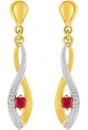 Boucles d'oreilles pendantes or bicolore 375/1000, rubis taille brillant by Stauffer