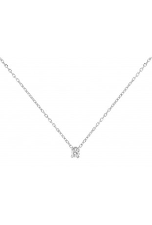 Collier or gris 375/1000, diamant de 0,10 carat taille brillant by Stauffer
