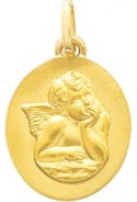 Médaille ange or jaune 375/1000, forme ovale by Stauffer