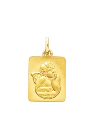 Médaille ange or jaune 375/1000, forme rectangulaire by Stauffer