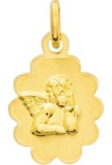 Médaille Ange or jaune 375/1000, forme ovale fantaisie by Stauffer