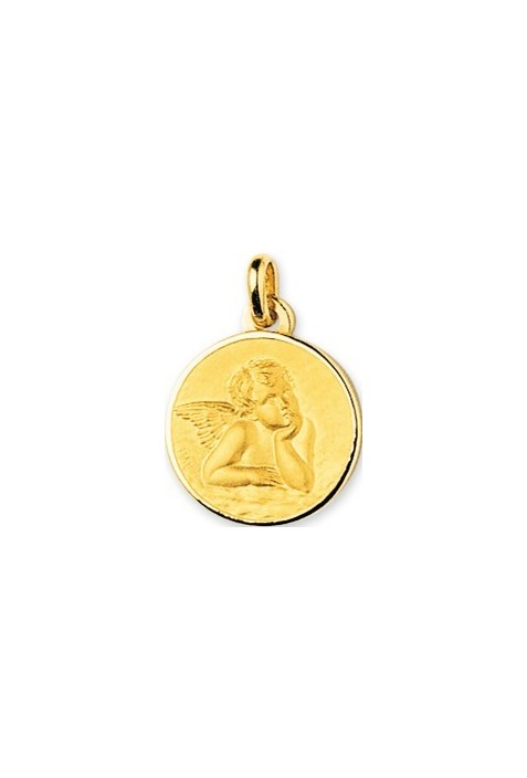 Médaille Ange or jaune 375/1000, forme ronde by Stauffer
