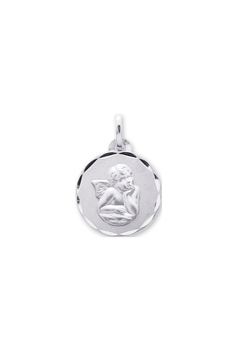 Médaille Ange or gris 375/1000, forme ronde by Stauffer