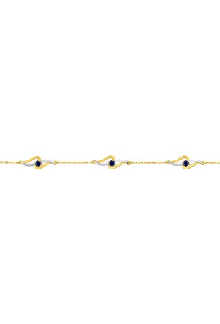 Bracelet or bicolore 375/1000, saphirs bleus taille brillant by Stauffer