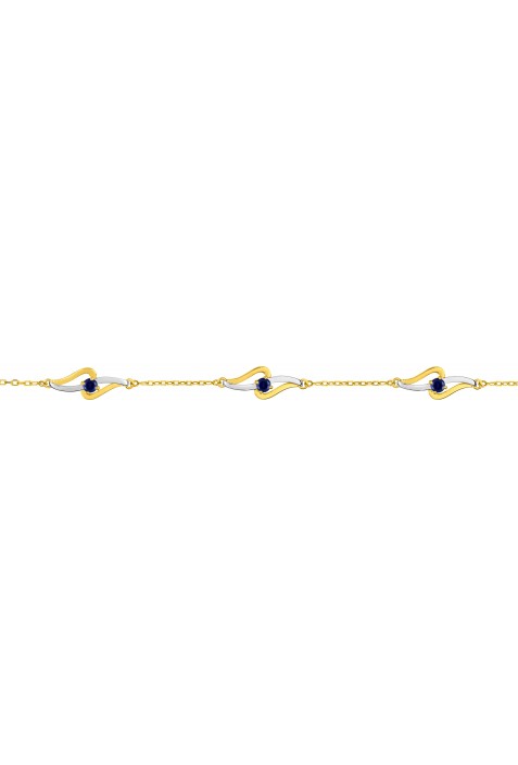 Bracelet or bicolore 375/1000, saphirs bleus taille brillant by Stauffer