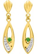 Boucles d'oreilles pendantes or bicolore 750/1000 et émeraudes taille brillant by Stauffer