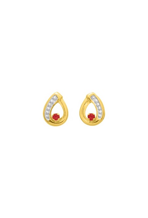 Boucles d'oreilles or bicolore 750/1000 et rubis taille brillant by Stauffer
