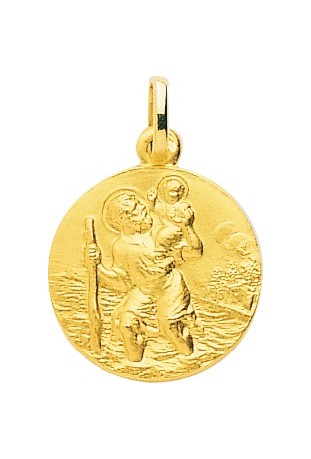 Médaille Saint Christophe or jaune 375/1000, forme ronde by Stauffer