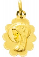 Médaille Vierge or jaune 375/1000, forme ovale fantaisie by Stauffer