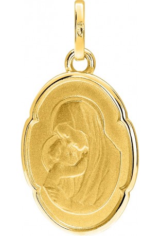 Médaille Vierge or jaune 375/1000, forme ovale fantaisie by Stauffer