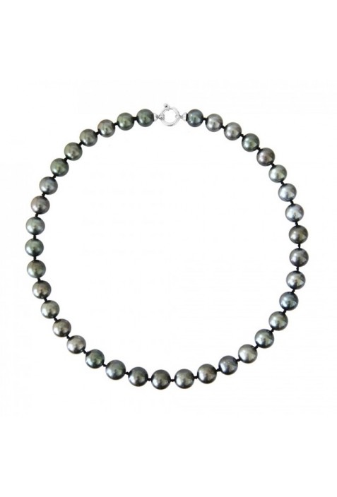 Collier or gris 750/1000 et perles de Tahiti rondes, diamètre 8/10 mm, by Stauffer