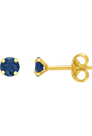 Boucles d'oreilles or jaune 375/1000 et saphirs bleus taille brillant de 3,00 mm by Stauffer