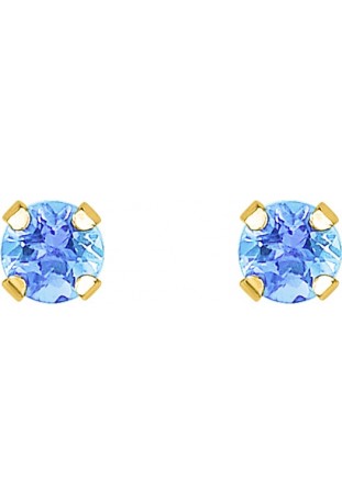 Boucles d'oreilles or jaune 375/1000 et topazes bleues taille brillant de 4,00 mm by Stauffer