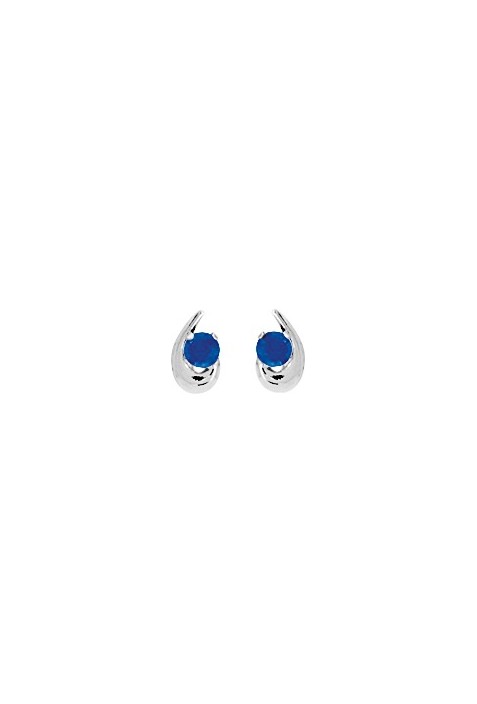 Boucles d'oreilles or gris 375/1000 et saphirs bleus taille brillant by Stauffer