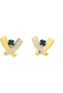 Boucles d'oreilles or bicolore 375/1000 et saphirs bleus taille brillant by Stauffer