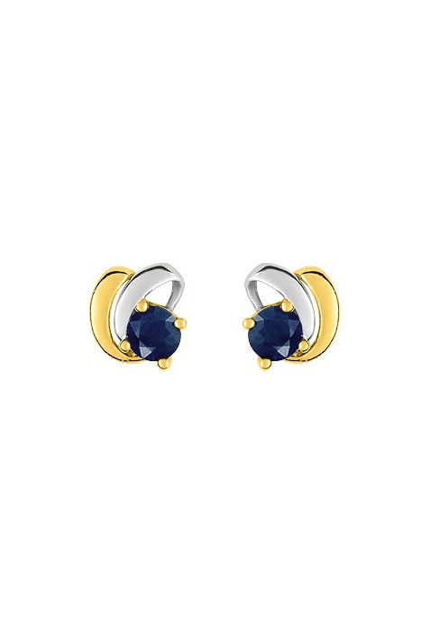 Boucles d'oreilles or bicolore 750/1000 et saphirs bleus taille brillant by Stauffer