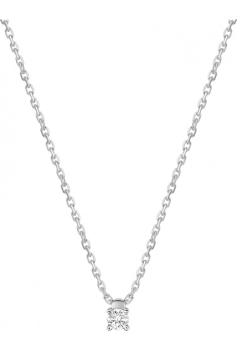 Collier or gris 750/1000, diamant 0,072 carat, taille brillant by Stauffer